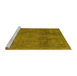 Sideview of Machine Washable Abstract Yellow Modern Rug, wshabs2834yw