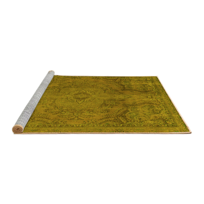 Sideview of Machine Washable Abstract Yellow Modern Rug, wshabs2834yw