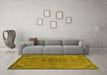 Machine Washable Abstract Yellow Modern Rug in a Living Room, wshabs2835yw