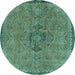 Round Abstract Light Blue Modern Rug, abs2835lblu