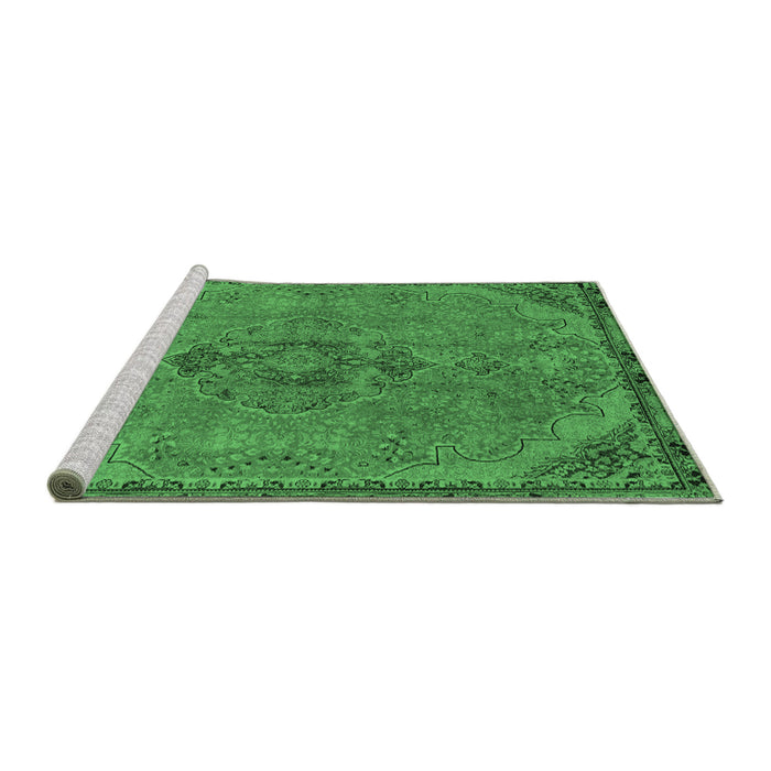 Sideview of Machine Washable Abstract Emerald Green Modern Area Rugs, wshabs2835emgrn