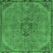 Square Abstract Emerald Green Modern Rug, abs2835emgrn