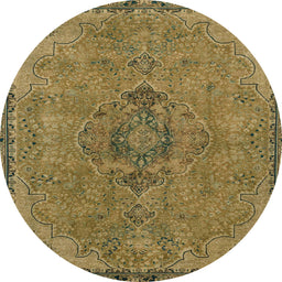 Round Abstract Caramel Brown Modern Rug, abs2835