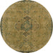 Round Abstract Caramel Brown Modern Rug, abs2835