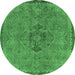 Round Abstract Emerald Green Modern Rug, abs2835emgrn