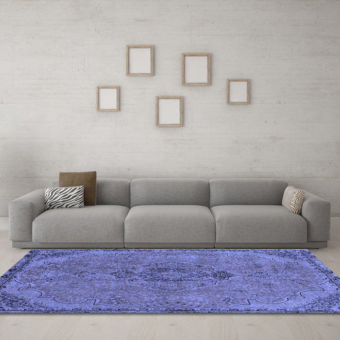 Machine Washable Abstract Blue Modern Rug in a Living Room, wshabs2835blu