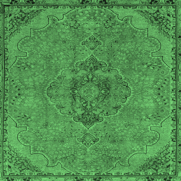 Square Machine Washable Abstract Emerald Green Modern Area Rugs, wshabs2835emgrn