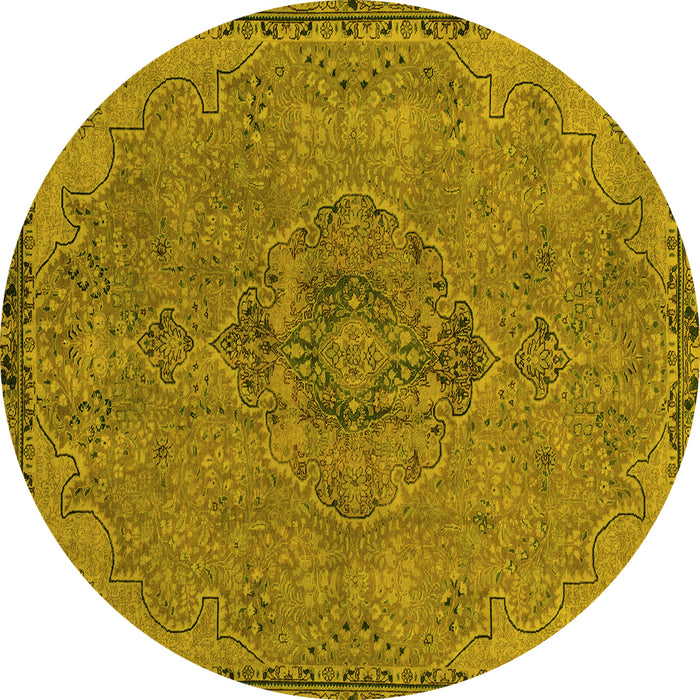 Round Machine Washable Abstract Yellow Modern Rug, wshabs2835yw