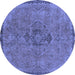 Round Machine Washable Abstract Blue Modern Rug, wshabs2835blu