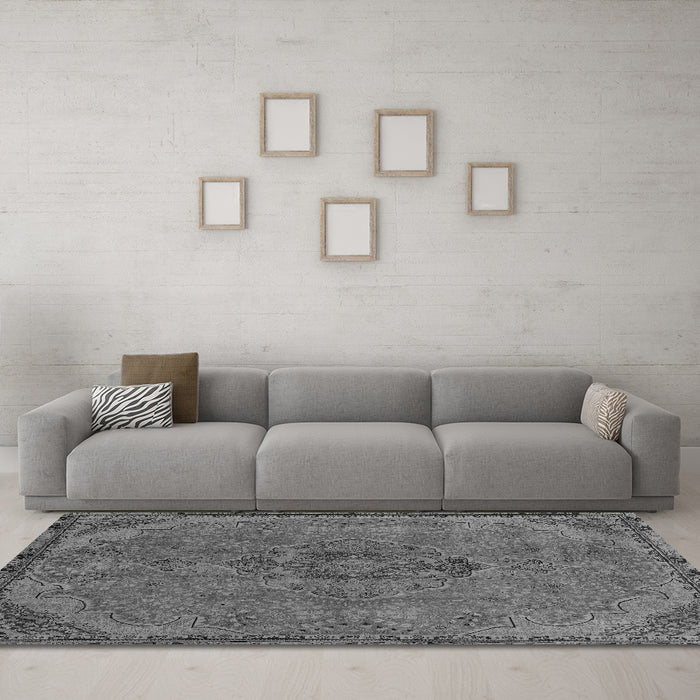Machine Washable Abstract Gray Modern Rug in a Living Room,, wshabs2835gry
