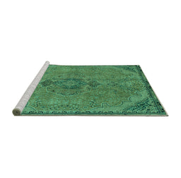 Sideview of Machine Washable Abstract Turquoise Modern Area Rugs, wshabs2835turq