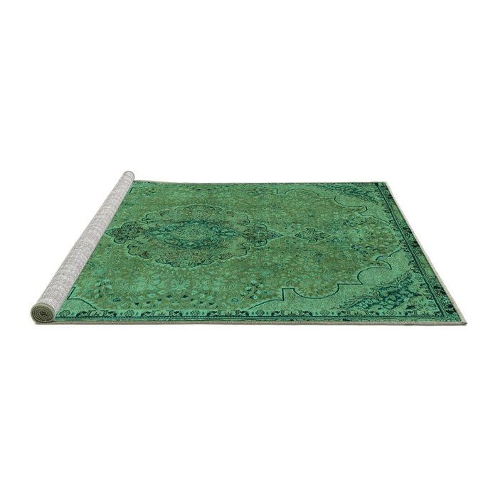 Sideview of Machine Washable Abstract Turquoise Modern Area Rugs, wshabs2835turq