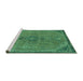 Sideview of Machine Washable Abstract Turquoise Modern Area Rugs, wshabs2835turq