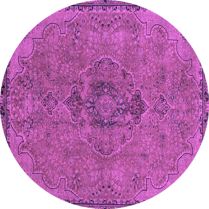 Round Machine Washable Abstract Purple Modern Area Rugs, wshabs2835pur