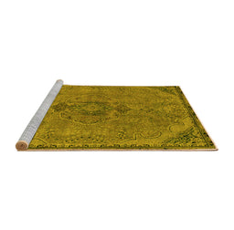 Sideview of Machine Washable Abstract Yellow Modern Rug, wshabs2835yw