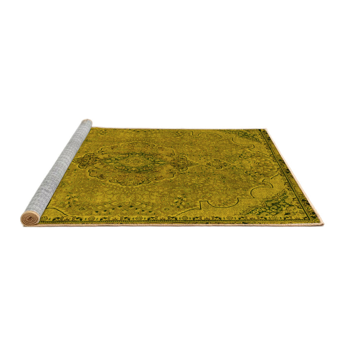 Sideview of Machine Washable Abstract Yellow Modern Rug, wshabs2835yw