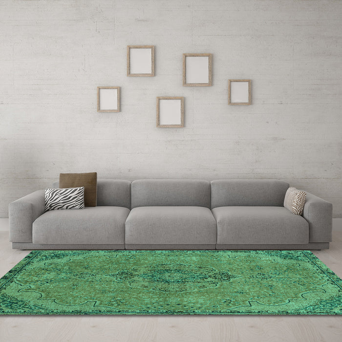 Machine Washable Abstract Turquoise Modern Area Rugs in a Living Room,, wshabs2835turq
