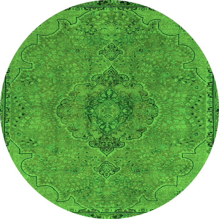 Round Machine Washable Abstract Green Modern Area Rugs, wshabs2835grn