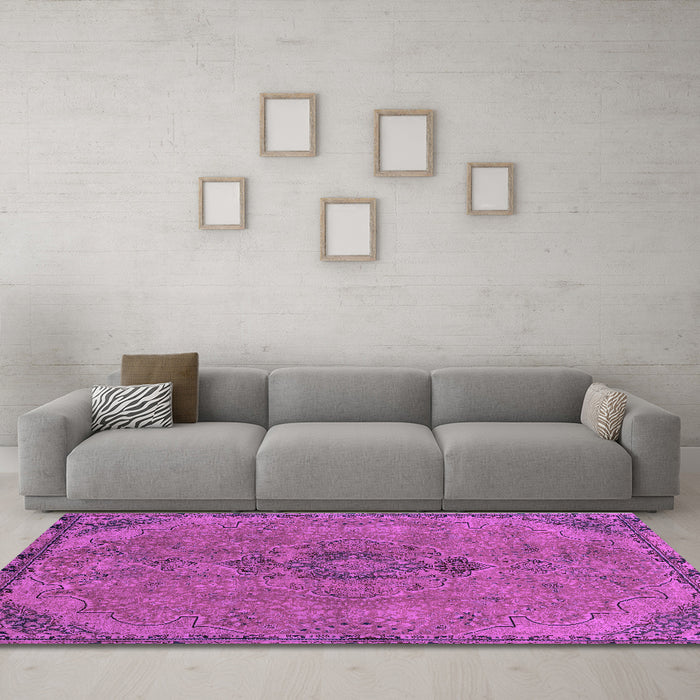 Machine Washable Abstract Purple Modern Area Rugs in a Living Room, wshabs2835pur