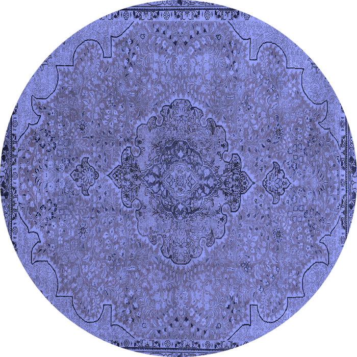Round Abstract Blue Modern Rug, abs2835blu