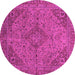 Round Machine Washable Abstract Pink Modern Rug, wshabs2836pnk