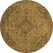 Round Machine Washable Abstract Brown Modern Rug, wshabs2836brn