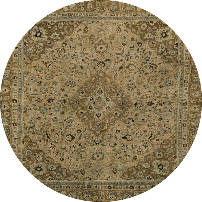 Round Abstract Reddish Brown Modern Rug, abs2836
