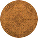 Round Abstract Orange Modern Rug, abs2836org