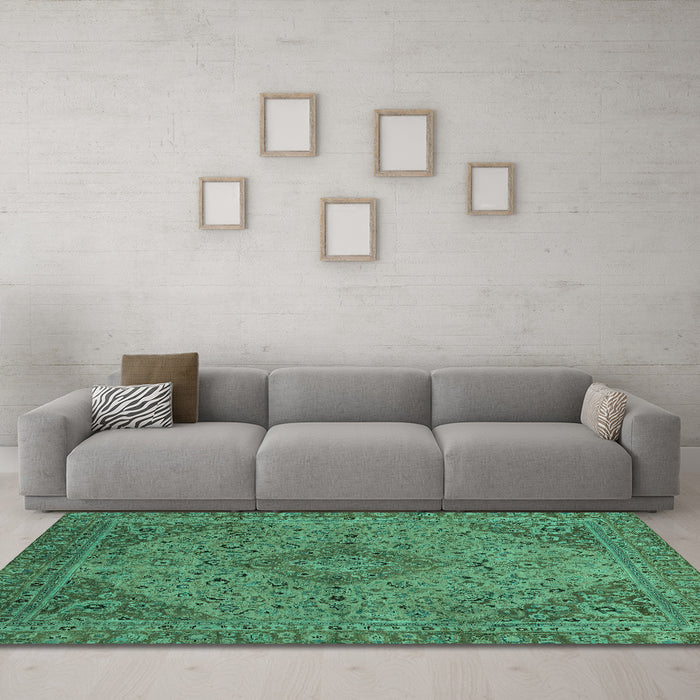 Machine Washable Abstract Turquoise Modern Area Rugs in a Living Room,, wshabs2836turq