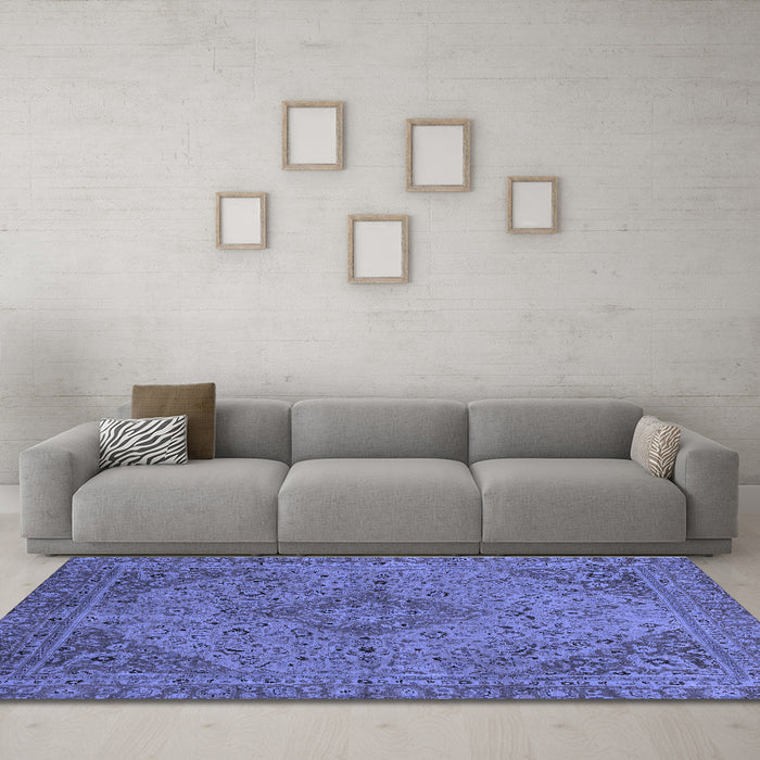 Machine Washable Abstract Blue Modern Rug in a Living Room, wshabs2836blu