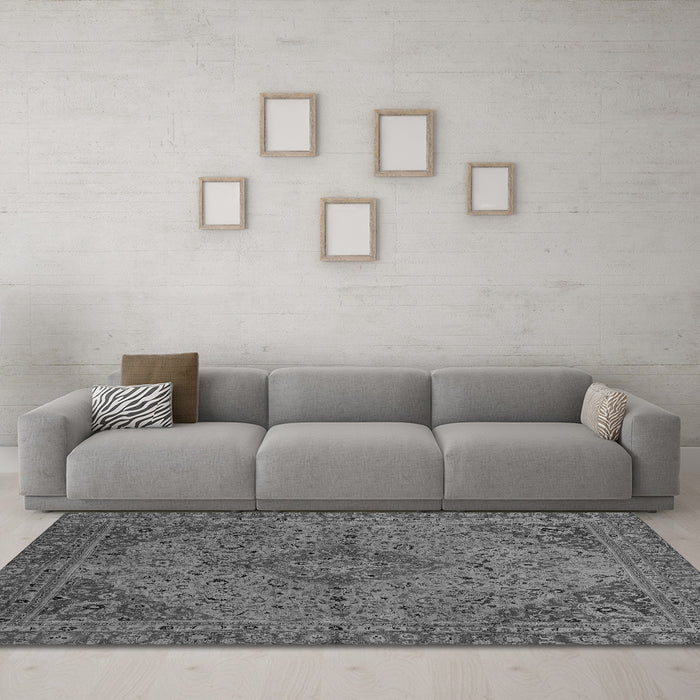 Machine Washable Abstract Gray Modern Rug in a Living Room,, wshabs2836gry
