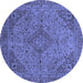 Round Machine Washable Abstract Blue Modern Rug, wshabs2836blu