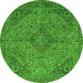 Round Abstract Green Modern Rug, abs2836grn