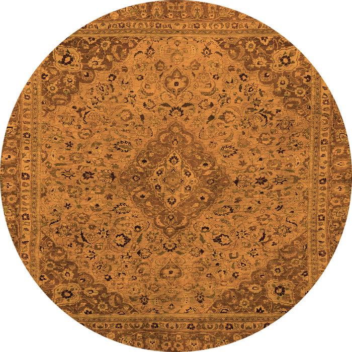 Round Machine Washable Abstract Orange Modern Area Rugs, wshabs2836org