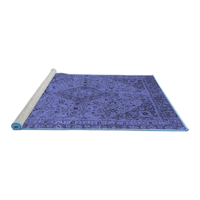Sideview of Machine Washable Abstract Blue Modern Rug, wshabs2836blu