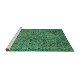 Sideview of Machine Washable Abstract Turquoise Modern Area Rugs, wshabs2836turq