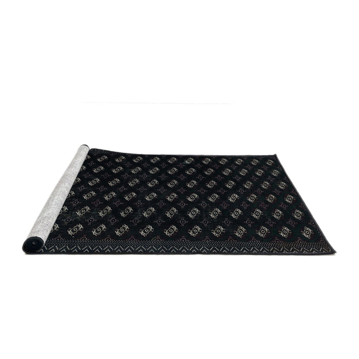 Sideview of Machine Washable Abstract Gunmetal Green Rug, wshabs2837