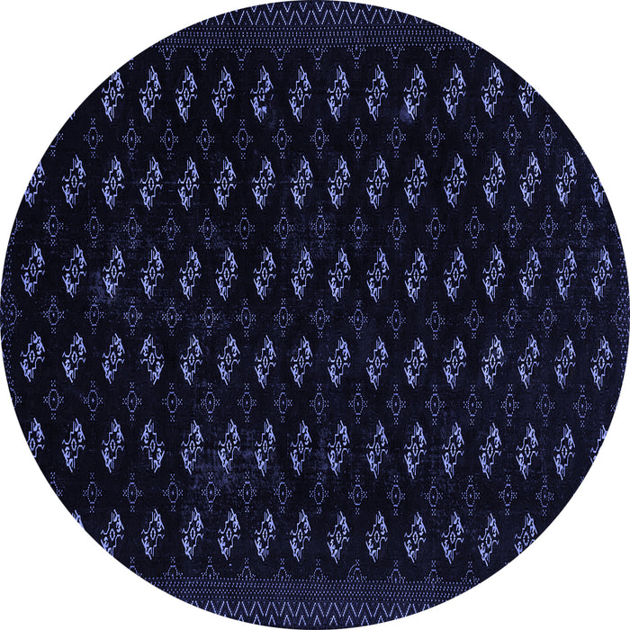 Round Machine Washable Abstract Blue Modern Rug, wshabs2837blu