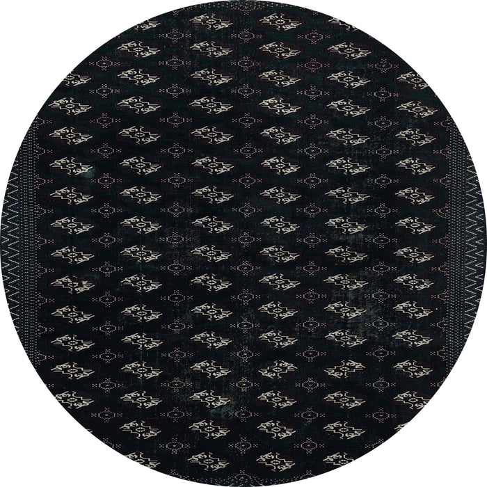 Round Abstract Gunmetal Green Modern Rug, abs2837