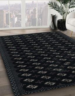 Abstract Gunmetal Green Modern Rug in Family Room, abs2837