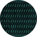 Round Machine Washable Abstract Turquoise Modern Area Rugs, wshabs2837turq