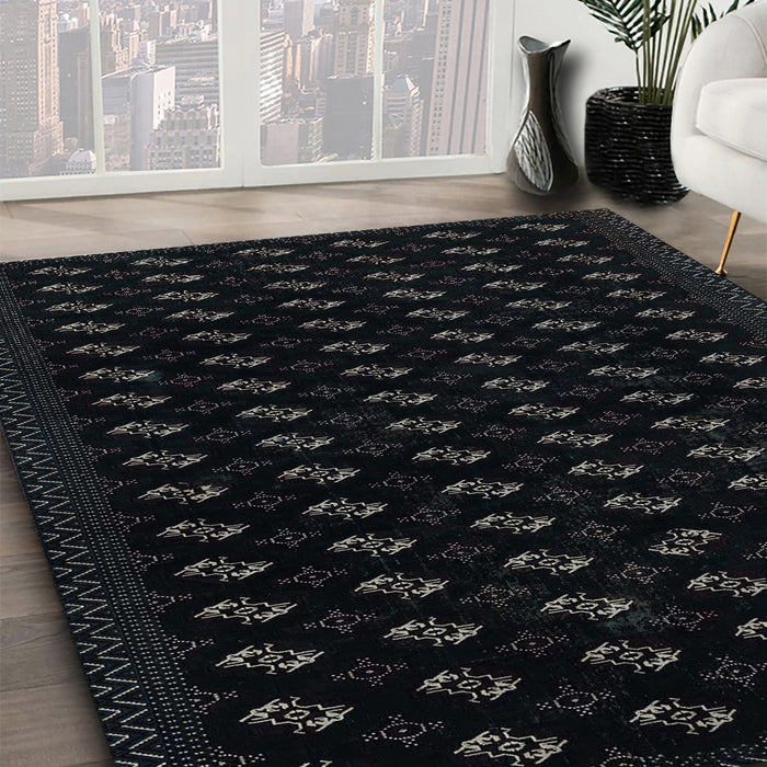 Abstract Gunmetal Green Modern Rug in Family Room, abs2837