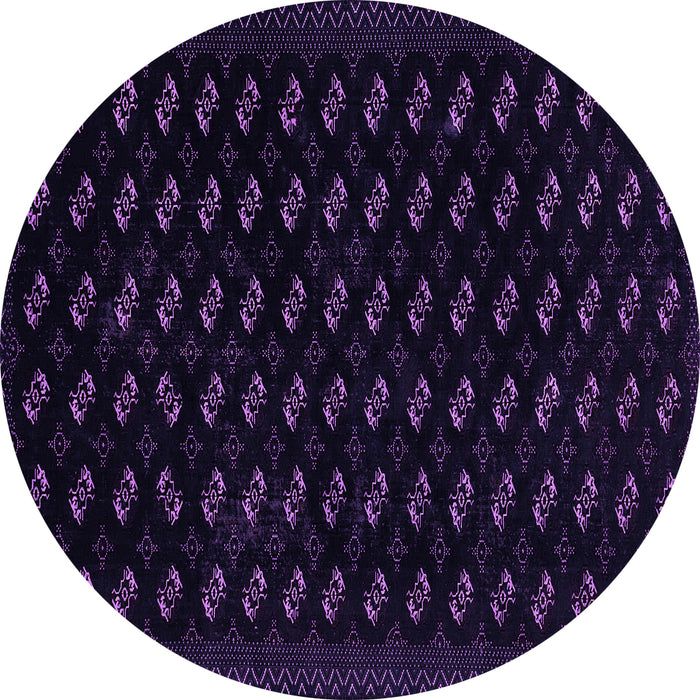 Round Abstract Purple Modern Rug, abs2837pur