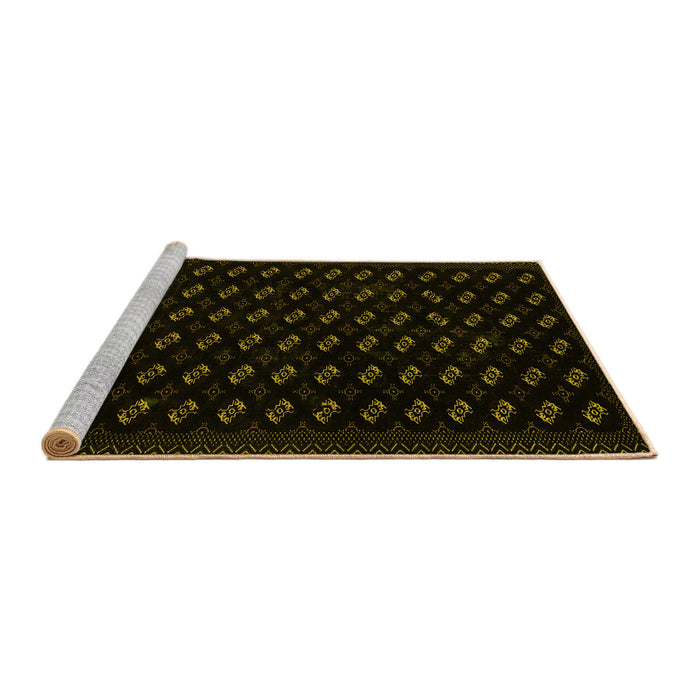 Sideview of Machine Washable Abstract Yellow Modern Rug, wshabs2837yw