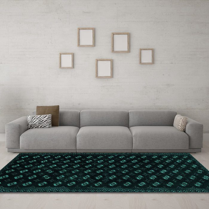 Machine Washable Abstract Turquoise Modern Area Rugs in a Living Room,, wshabs2837turq