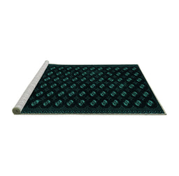 Sideview of Machine Washable Abstract Turquoise Modern Area Rugs, wshabs2837turq