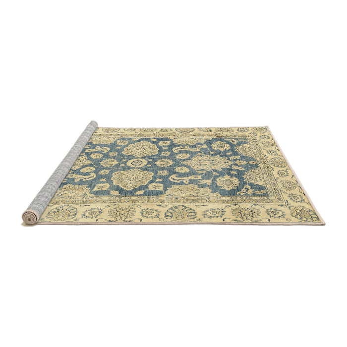 Sideview of Machine Washable Abstract Brown Gold Rug, wshabs2838