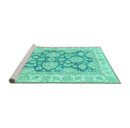 Sideview of Machine Washable Oriental Turquoise Traditional Area Rugs, wshabs2838turq