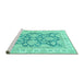 Sideview of Machine Washable Oriental Turquoise Traditional Area Rugs, wshabs2838turq