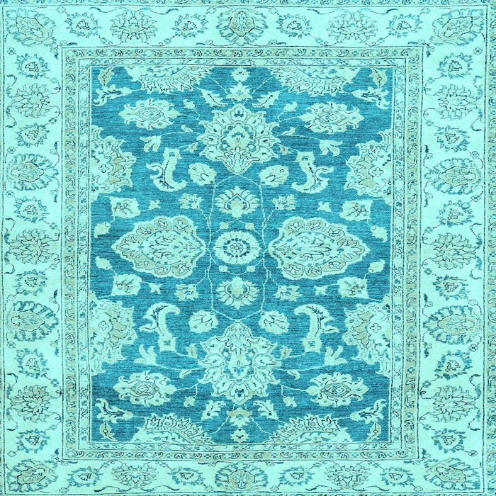 Square Machine Washable Oriental Light Blue Traditional Rug, wshabs2838lblu